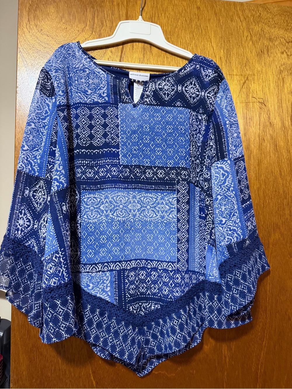 Alfred Dunner Blue Patchwork Print Tunic